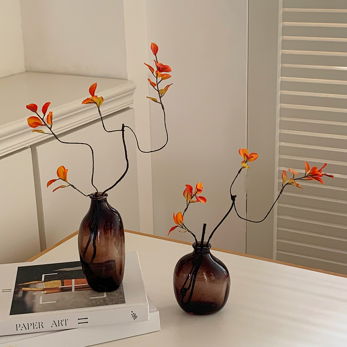 中古风玻璃花瓶摆件客厅插花装饰