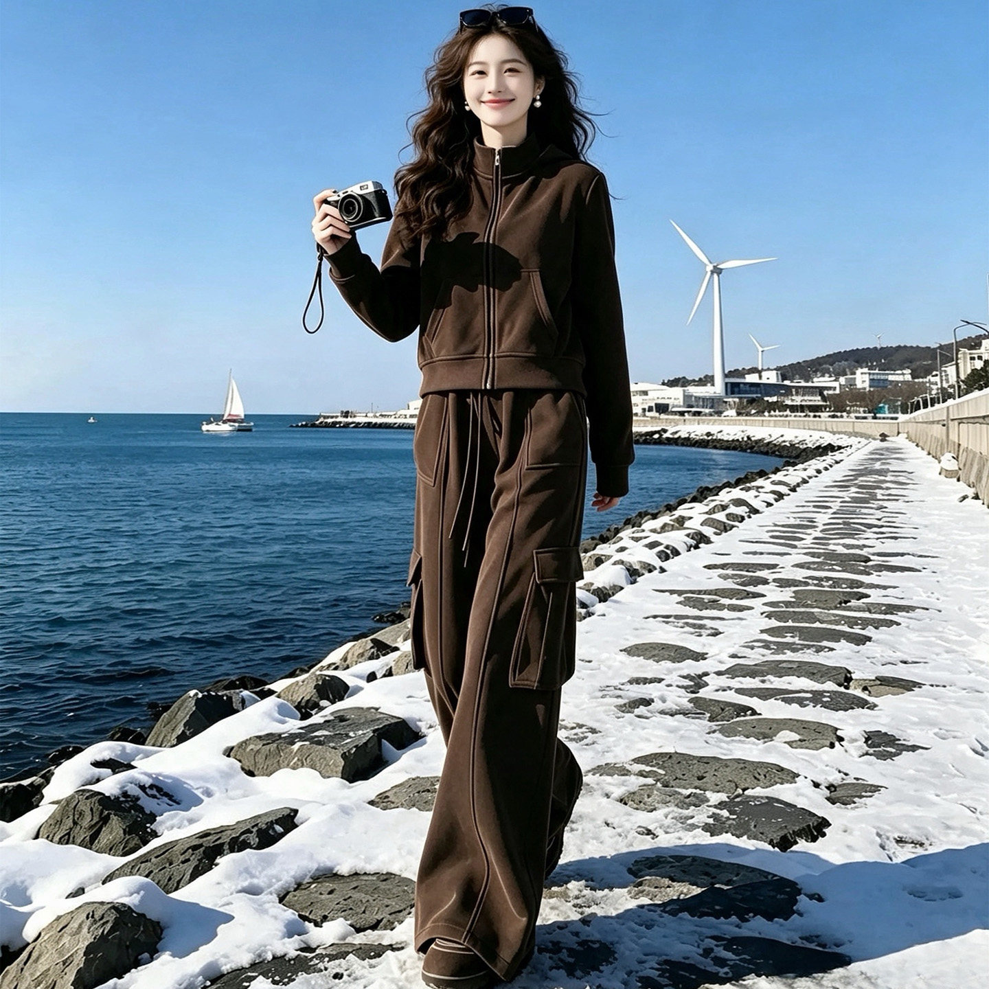 秋冬韩系短款显瘦运动套装女