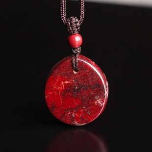保真天然原矿朱砂无事牌正品朱砂原石吊坠本命年转运保平安男挂件