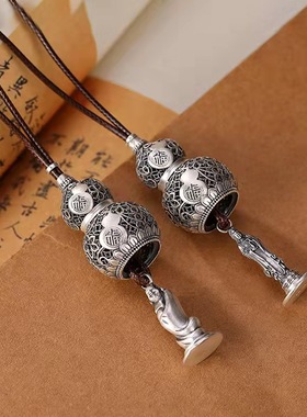 花丝镂空葫芦吊坠999纯银复古观音挂坠男时尚弥勒佛项链女保平安