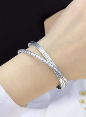 双环心经纯银闭口细圈送妈妈手镯