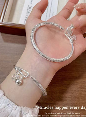 足银9999吉言铃铛手镯女