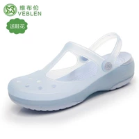 Tide, летние тапочки в стиле Crocs, нескользящая пляжная обувь на платформе, мюли для школьников и студентов, подходят для носки на улице, в корейском стиле