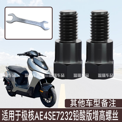 适用于极核AE4SE7232铅酸版 新款反光镜增高螺母加高螺丝正反丝牙