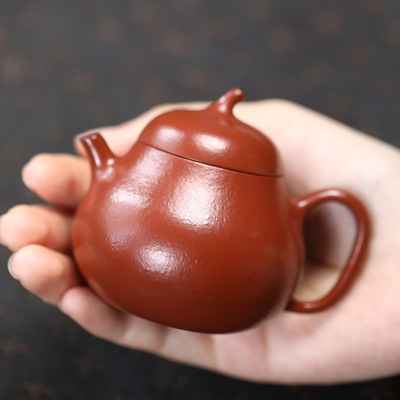 80ml茄瓜紫砂壶朱泥小品壶迷你