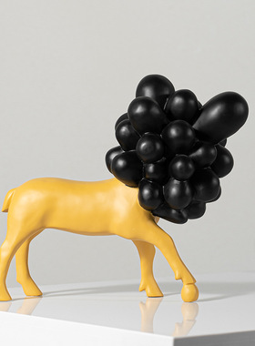 小众抽象派狮子动物艺术品摆设玄关桌面设计师搭配软装创意摆件