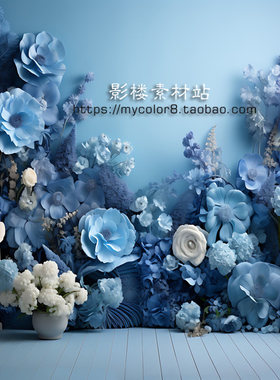 婚纱影楼摄影背景 韩式主题背景 花墙壁画高清素材大图模版24-132
