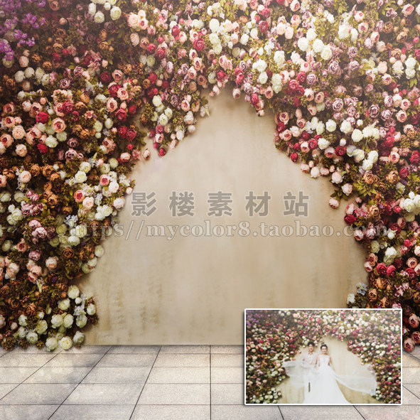 mycolor8 婚纱 影楼摄影    韩式背景 高清 花墙素材大图片18-359
