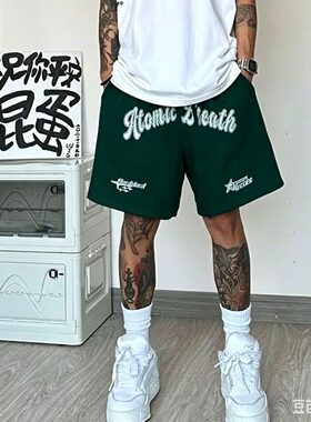 美式复古高街风潮牌字母印花百搭休闲五分裤男生夏季运动篮球短裤