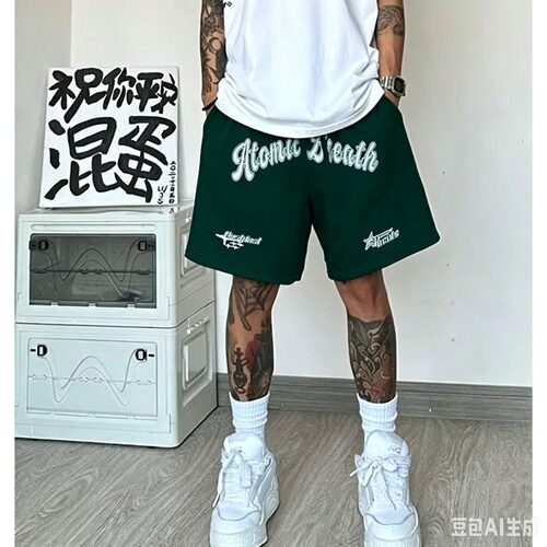 美式复古高街风潮牌字母印花百搭休闲五分裤男生夏季运动篮球短裤
