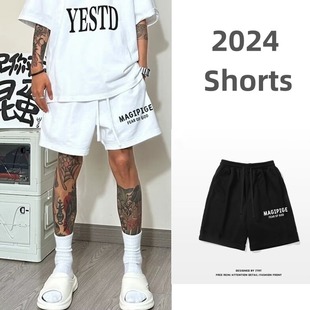 直筒抽绳五分裤 夏季 街头宽松百搭阔腿裤 男vibe欧美式 潮 运动短裤