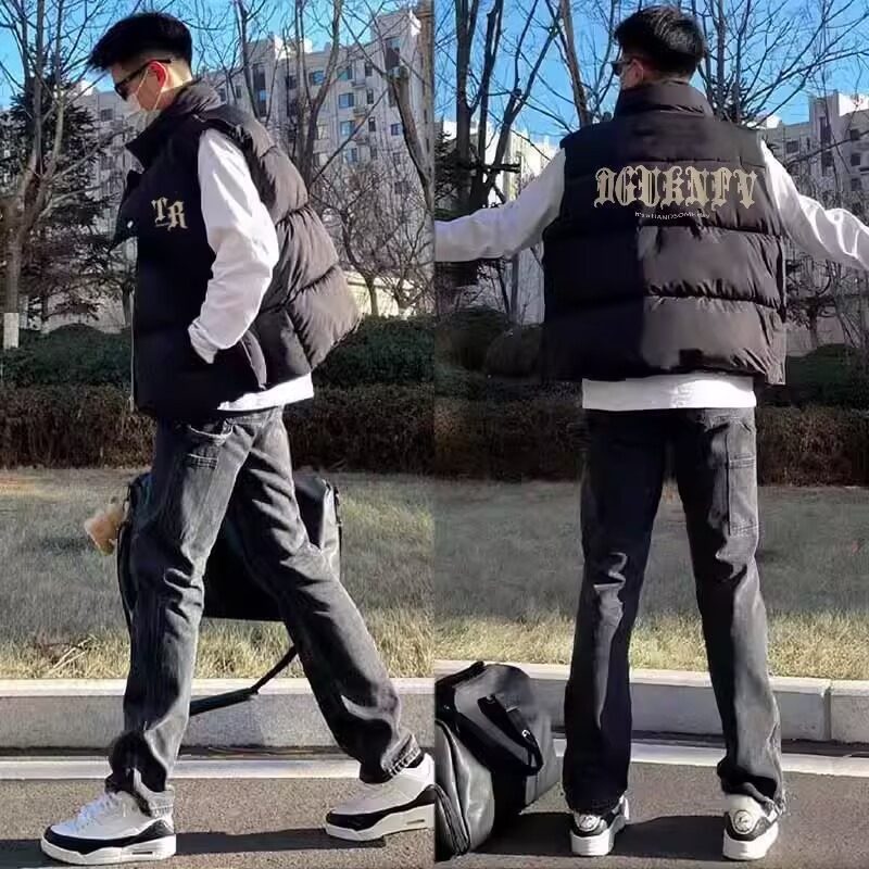 美式潮牌字母印花立领棉服马甲男女秋冬加厚百搭休闲坎肩无袖外套,男装,常规马甲,淘宝优惠券,粉丝福利购,淘宝优惠卷