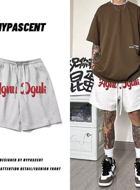 美式vibe痞帅街头字母印花五分短裤男夏季个性百搭宽松休闲运动裤