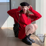 超好看红色针织毛衣套装裙女2025春季新款氛围感减龄半身裙两件套，女装套装/套裙，2C200