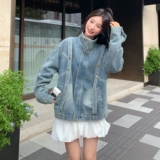 飘带拼接牛仔外套女春秋2025新款爆款流行超火美式休闲夹克短款，女装短外套，2C200