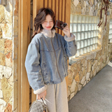 【新款】出货2C200-2561-P225-K338-加厚环保毛内衬牛仔外套，女装短外套，2C200