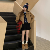 【】新款70%毛大翻领短款羊毛大衣2C200-Y614-P265-K388，女装毛呢外套，2C200