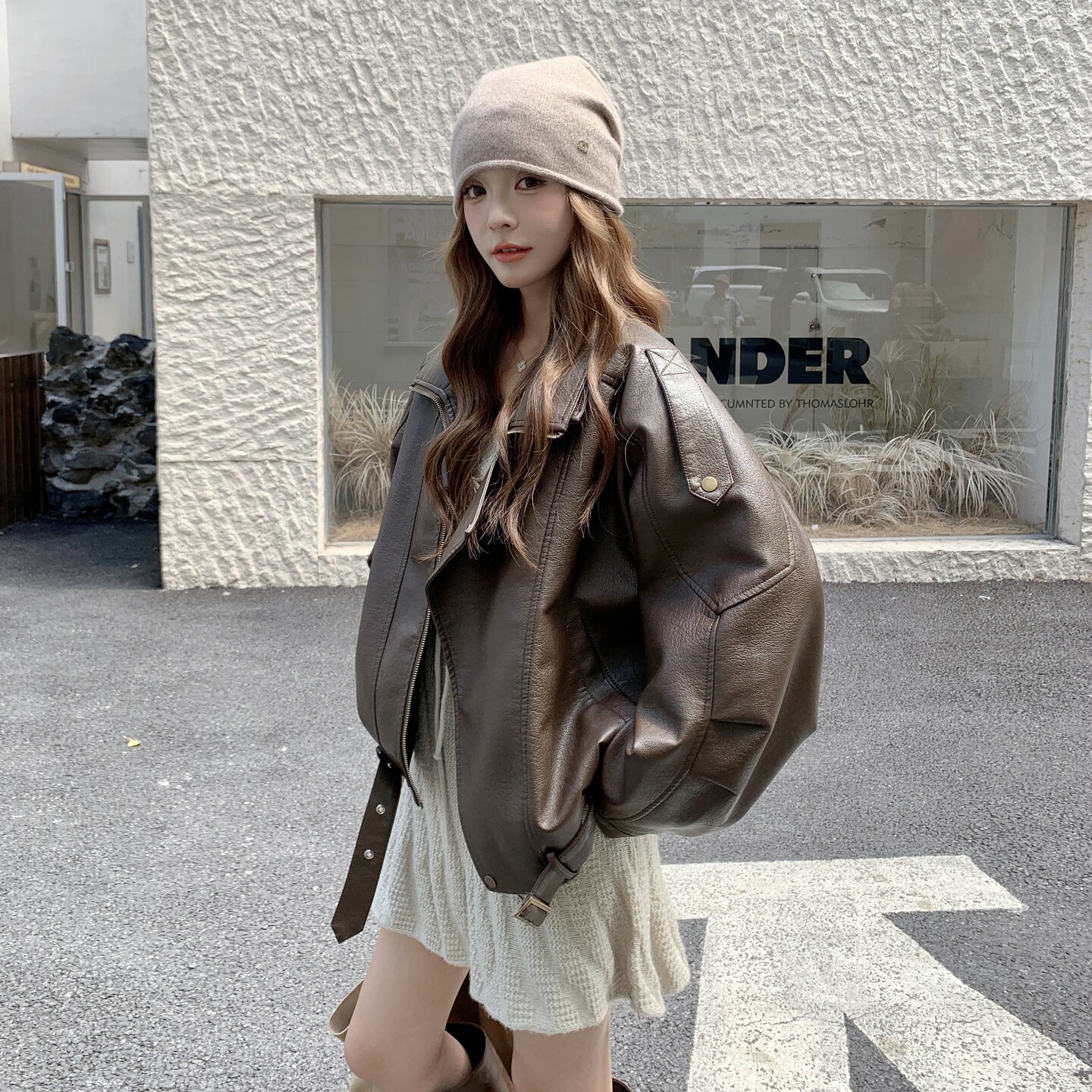 巨好看炸街咖色皮衣外套女春秋2025新款显瘦爆款高级感机车服夹克,女装皮衣,2C200
