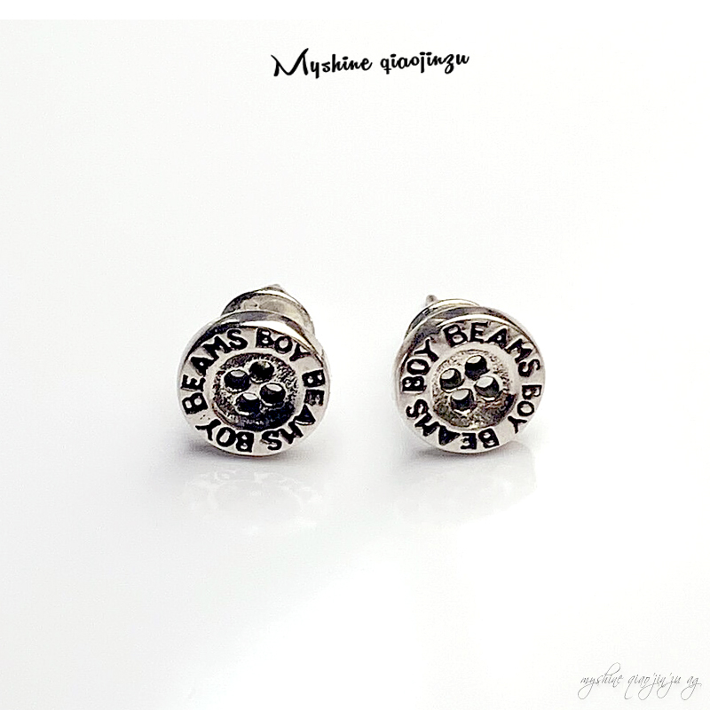 纯银复古朋克男女个性耳钉纽扣