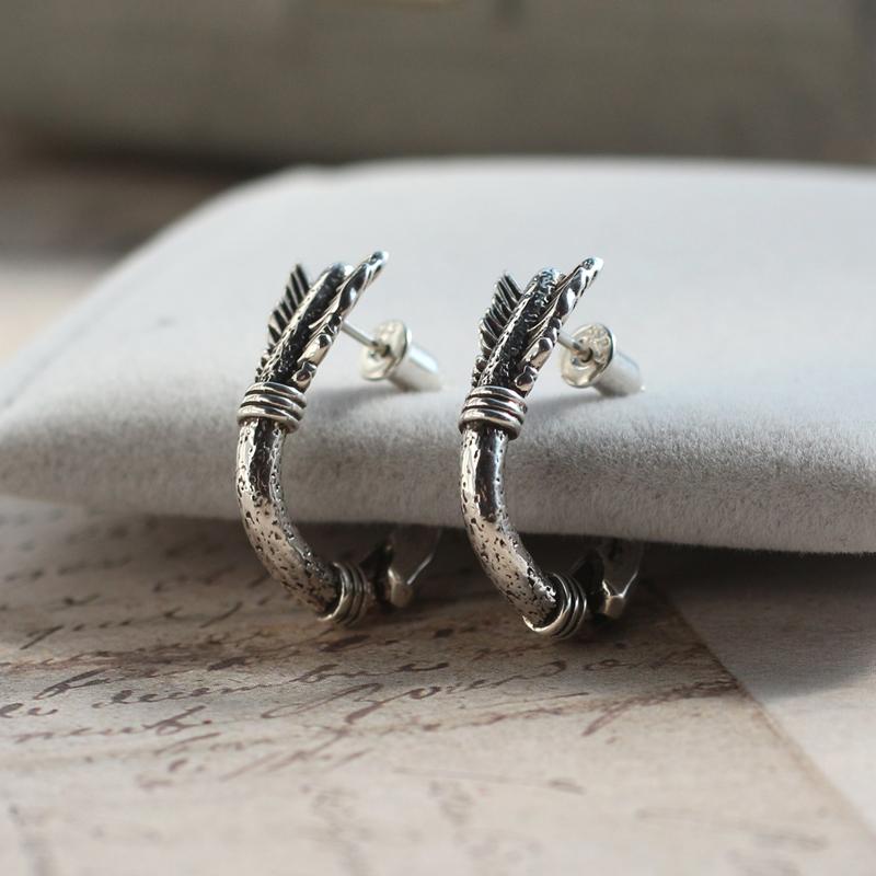 MS925银男女士复古小众耳钉弓箭