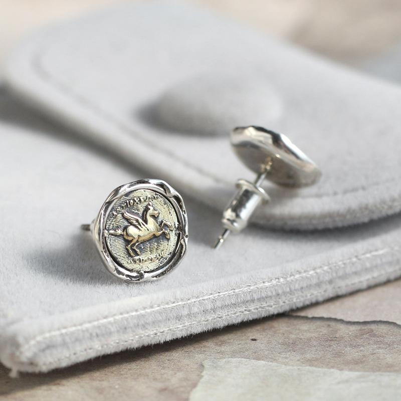 myshineS925纯银耳钉飞马座