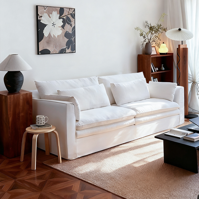 法式奶油风可全拆洗布艺怀抱沙发