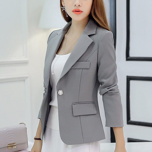 彩黛妃2025春夏新款小西装女装韩版西服修身纯色长袖显瘦女外套