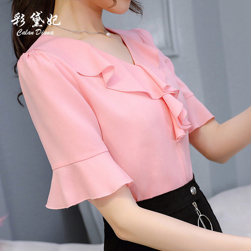 彩黛妃2025春夏新款韩版大码衬衫