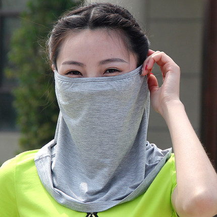 夏季防晒口罩透气加大护颈防紫外线女士骑行防晒防护遮阳面纱面罩