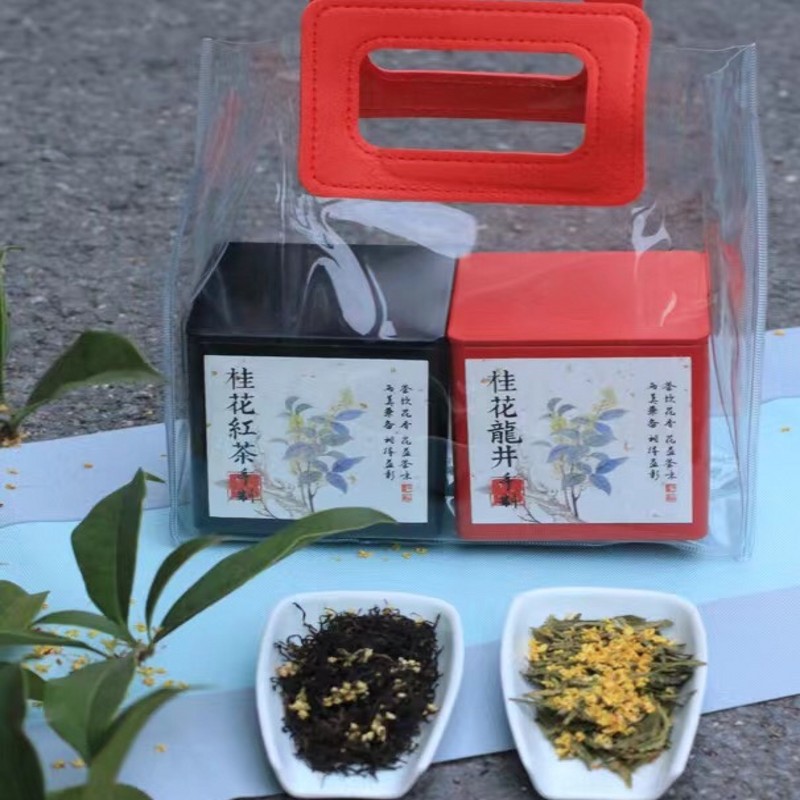 杭州特产西湖双绝龙井桂花绿茶红茶九曲红梅200g罐装礼盒包装