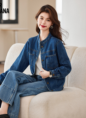 MIKIBANA牛仔外套女大口袋长袖衣服时尚动感米可芭娜J44DK3626