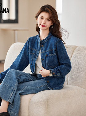 MIKIBANA牛仔外套女大口袋长袖衣服时尚动感米可芭娜J44DK3626