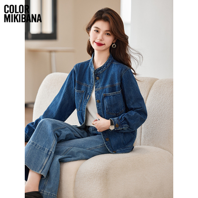 MIKIBANA牛仔外套女大口袋长袖衣服时尚动感米可芭娜J44DK3626