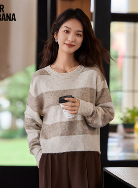 MIKIBANA卡其色软糯内搭毛衣2024秋冬新款长袖女装毛衫J44TP3314