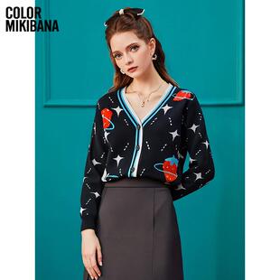 MIKIBANAMIKIBANA秋冬针织长袖开衫撞色少女感外套上衣J44TC3739