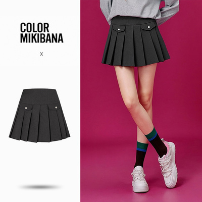 MIKIBANA春季新款百褶性感A字半身裙百搭显瘦裙子女J61BK2112