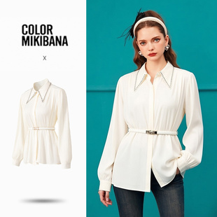 MIKIBANA2026春季新款舒适休闲烫钻衬衫显瘦长袖上衣女J61TS2112