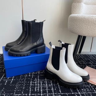 舒适骑士靴潮 里外全皮粗跟机车靴明星同款 BALLET WAR2024秋冬新款