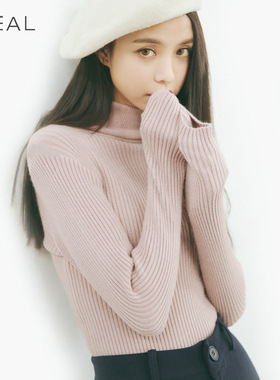 EAL羽迹2025春季韩版修身针织打底衫女厚半高领套头毛衣女潮A255