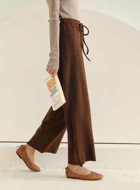 EAL羽迹2025春季休闲裤女装欧美高腰阔腿裤女K196