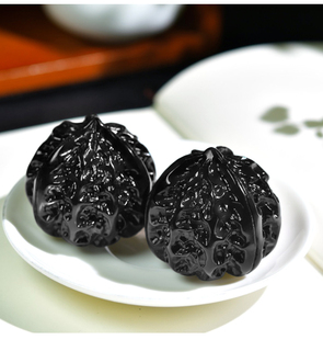 和田玉墨玉核桃手把件文玩玉核桃健身球手溜球手玩件大权在握摆件