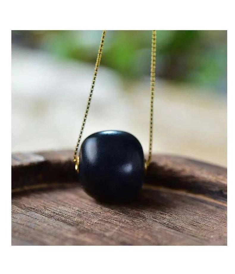 新疆和田玉墨玉籽料黑羊脂老型珠锁骨链项链吊坠女高级感保真带证,珠宝/钻石/翡翠,颈饰,淘宝优惠券,粉丝福利购,淘宝优惠卷