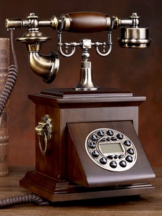 复古实木电话机座机家用美式 轻奢固话欧式 中式 新品 仿古电话无线插