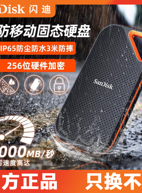 闪迪E81移动固态硬盘1TB高速加密Type-C双接口手机电脑两用大容量