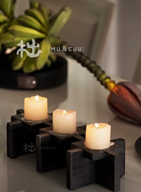 烛台软装几何烛台木意境民宿