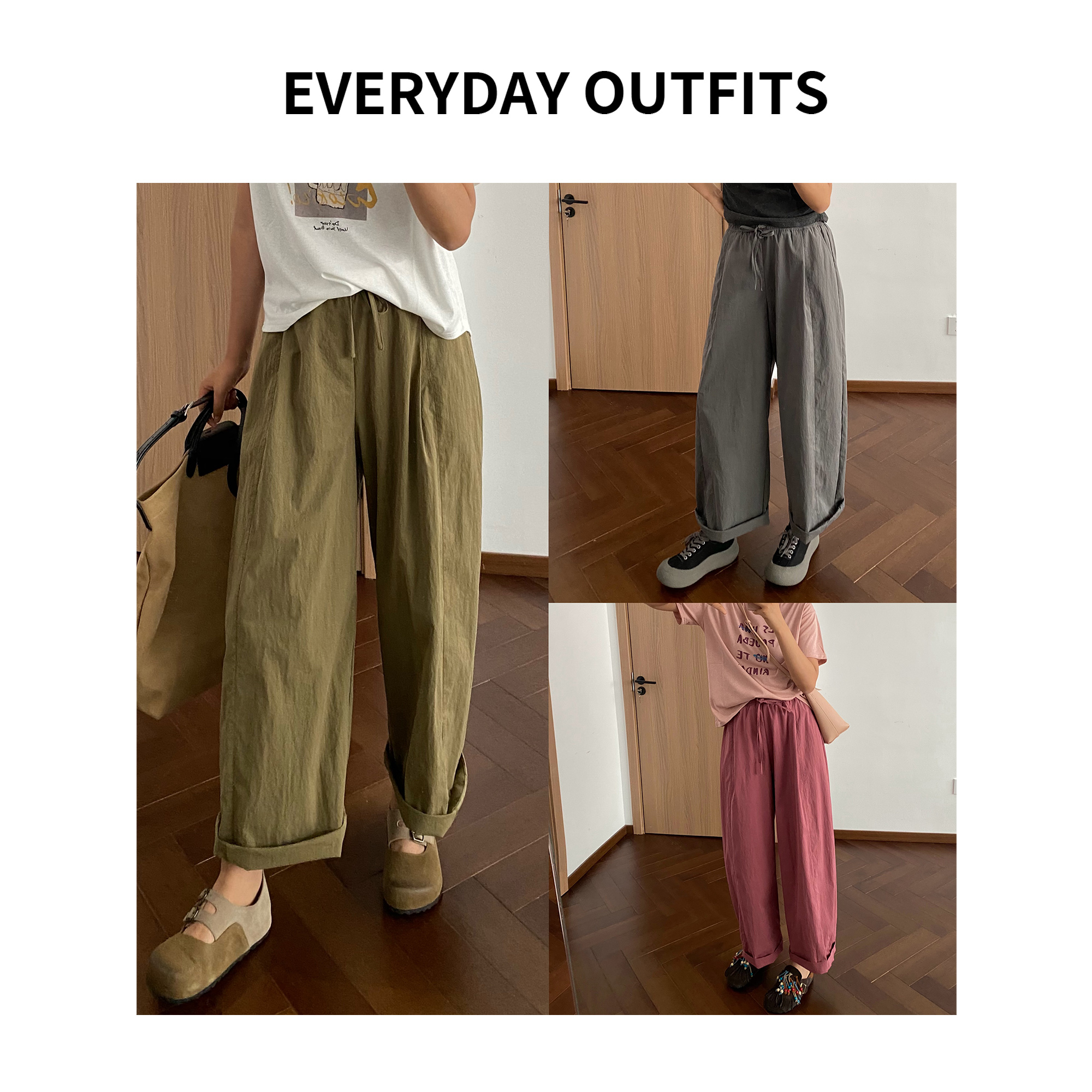 XH-RIDA· 舒特休闲裤5F20百搭夏季复古宽松薄款纯色 K25108