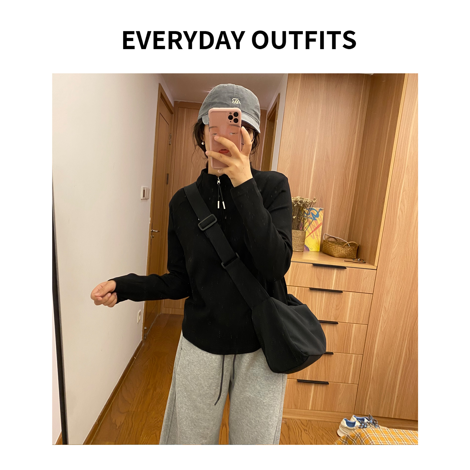 XH-RIDA··半拉链休闲长袖T恤5B26百搭时尚简约纯色春季333