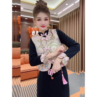 新中式独特漂亮重工刺绣马甲旗袍连衣裙套装2025新款秋冬两件套女