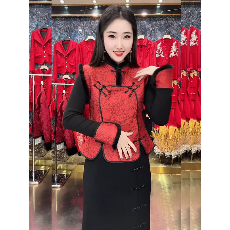 新中式国风复古马甲套装裙2025秋冬新款洋气时尚小衫半身裙三件套,女装/女士精品,时尚套装,淘宝优惠券,粉丝福利购,淘宝优惠卷