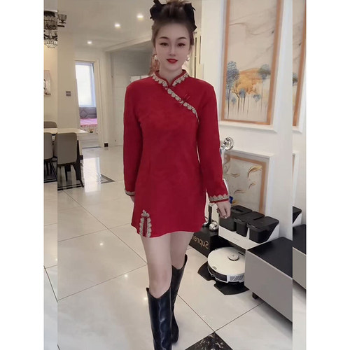 秋冬款百搭高端国风气质中长上衣